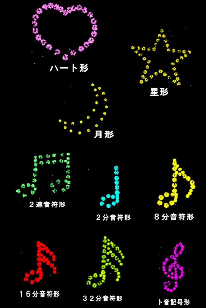 (34点)手持ち花火+小型・大型打ち上げ花火+有形花火(音符形ハート形等)パーティクル花火セットVol1.3