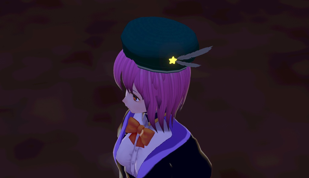 羽付きのベレー帽