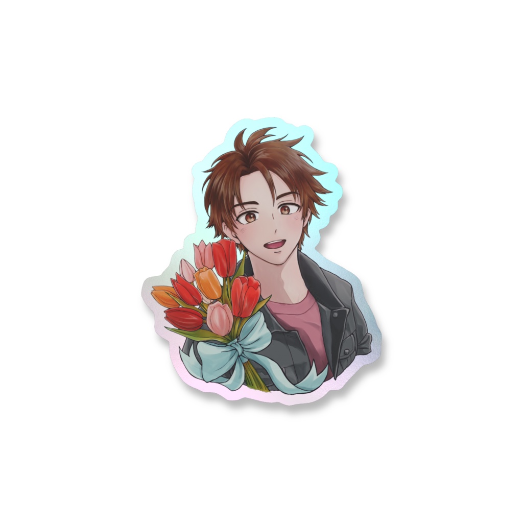 チューリップ花束オーロラステッカー