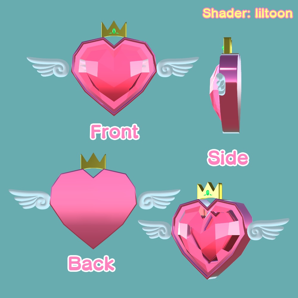 【VRC想定】Heart wings jewel【3Dアクセサリー】