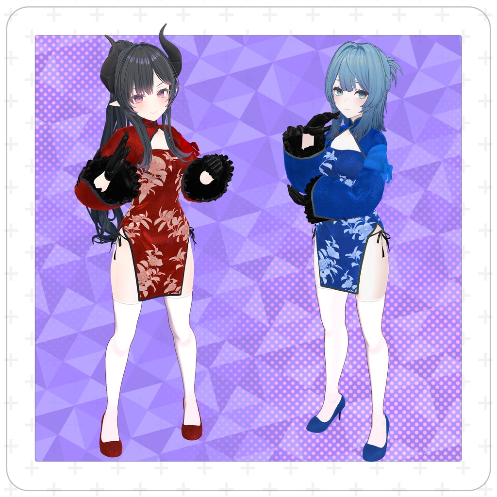 【セール中!】【複数アバター対応】オリジナル衣装モデル 「チャイナドレスセットー紅」