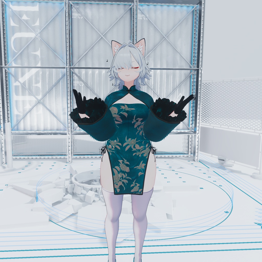 【セール中!】【複数アバター対応】オリジナル衣装モデル 「チャイナドレスセットー紅」