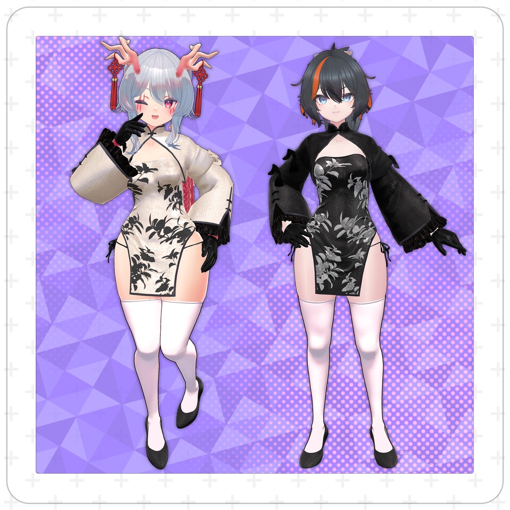 【セール中!】【複数アバター対応】オリジナル衣装モデル 「チャイナドレスセットー紅」