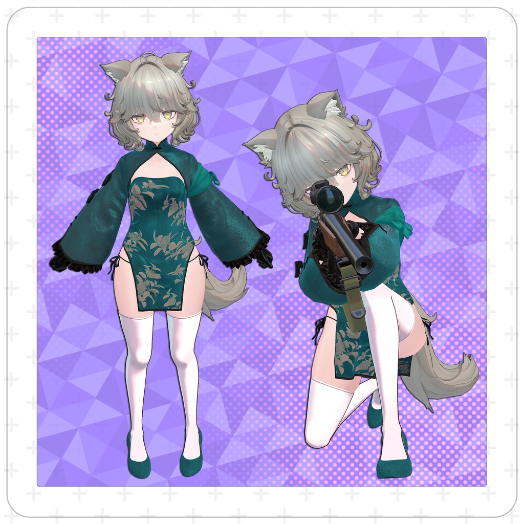 【セール中!】【複数アバター対応】オリジナル衣装モデル 「チャイナドレスセットー紅」