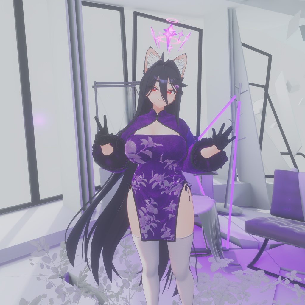 【セール中!】【複数アバター対応】オリジナル衣装モデル 「チャイナドレスセットー紅」