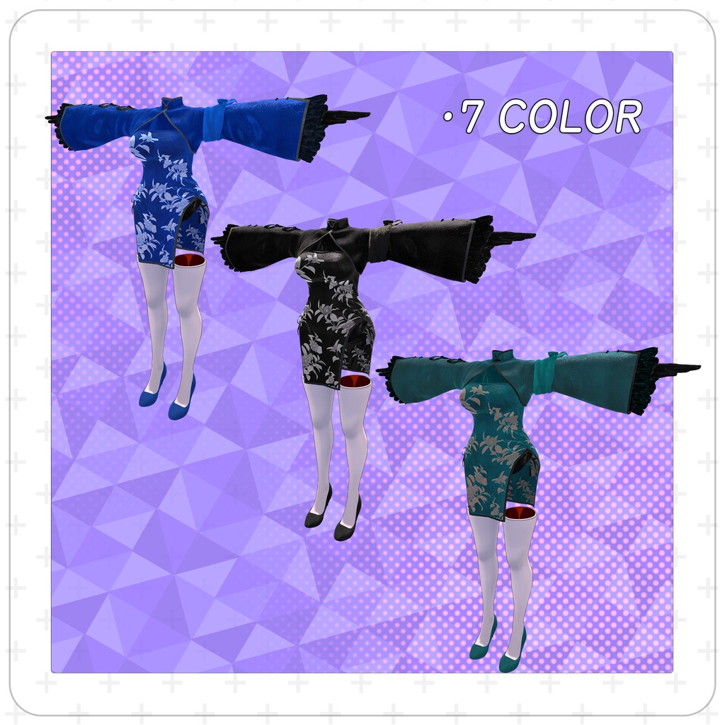 【セール中!】【複数アバター対応】オリジナル衣装モデル 「チャイナドレスセットー紅」