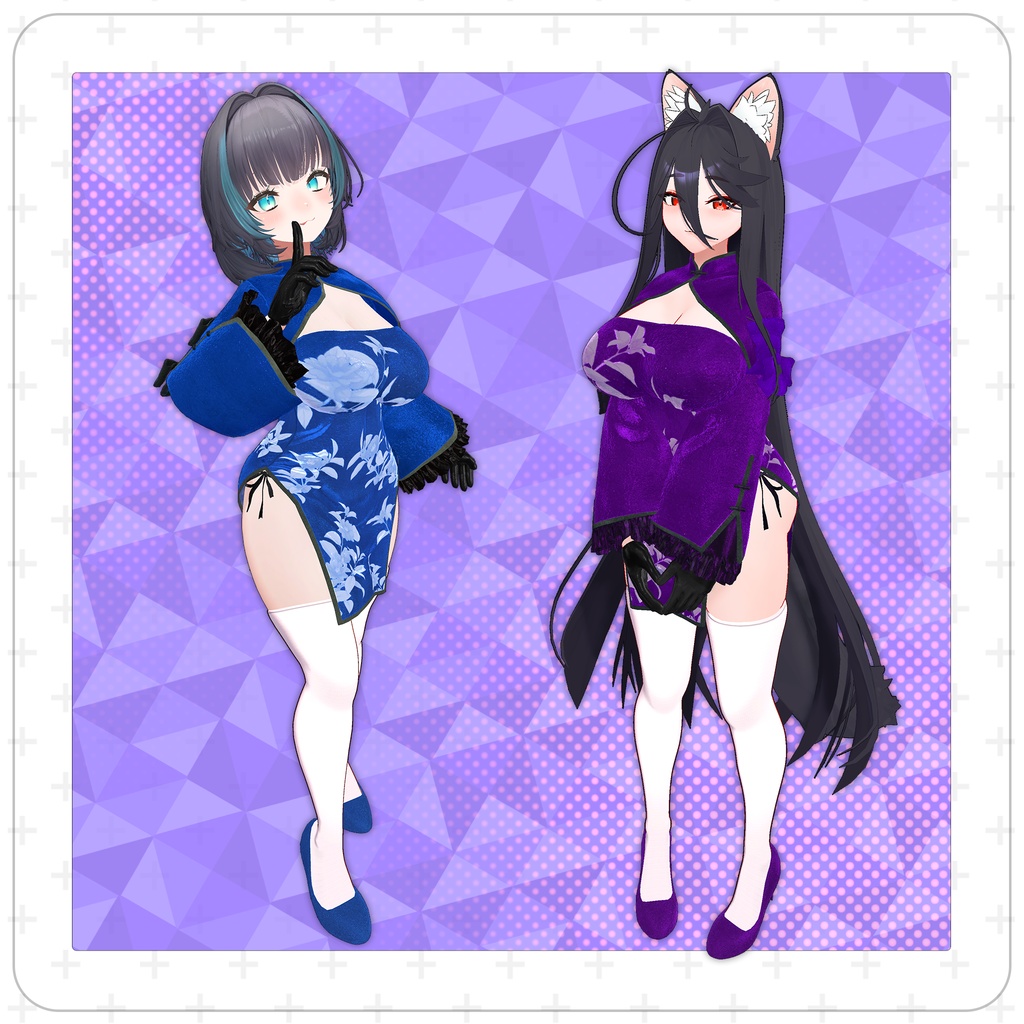 【セール中!】【複数アバター対応】オリジナル衣装モデル 「チャイナドレスセットー紅」