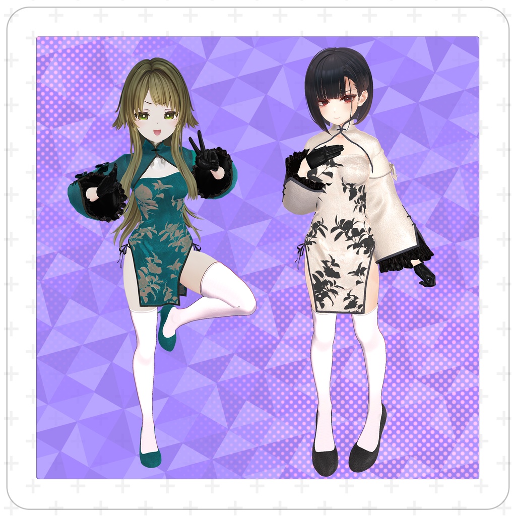 【セール中!】【複数アバター対応】オリジナル衣装モデル 「チャイナドレスセットー紅」