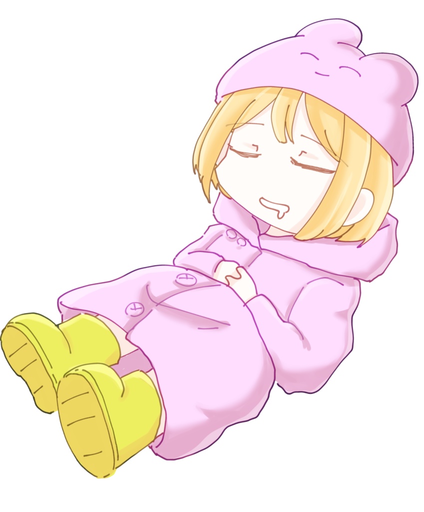 レインコートのウサギの女の子