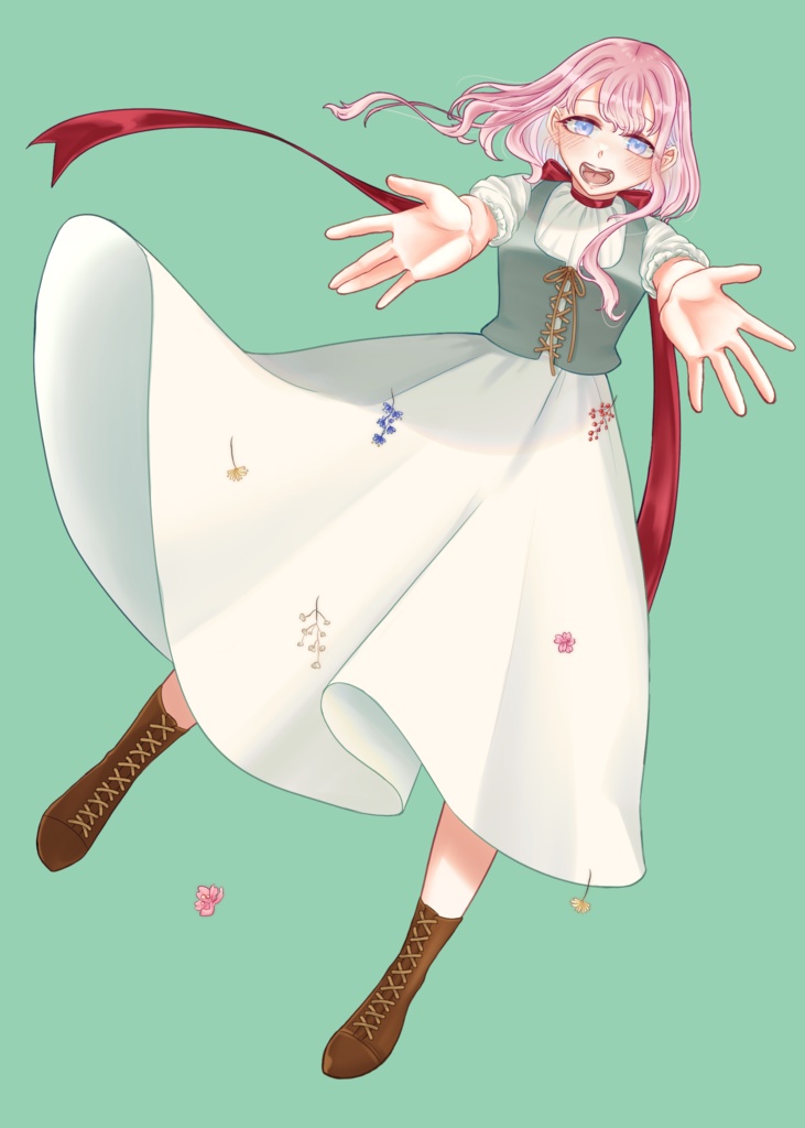 【立ち絵素材】ピンク髪の少女(差分9種)