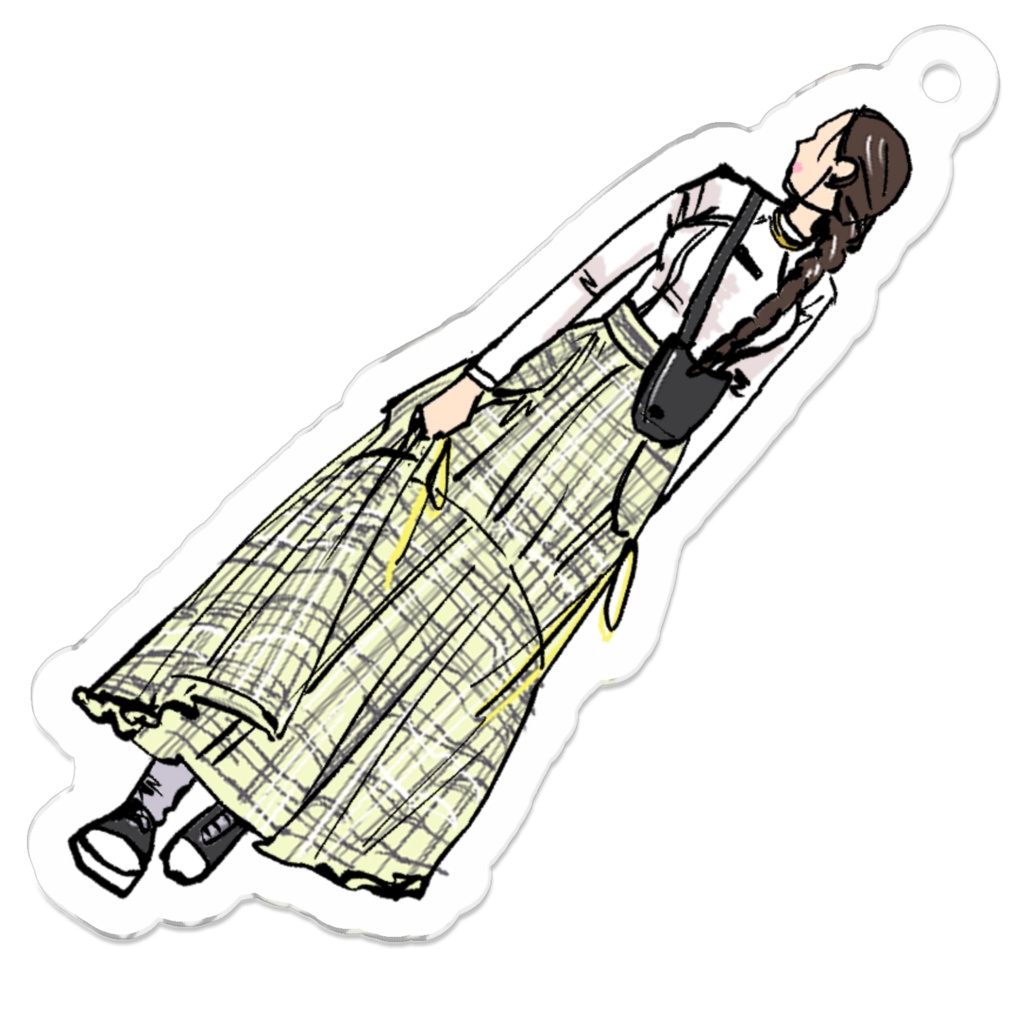 アクリルキーホルダー(黄チェック)