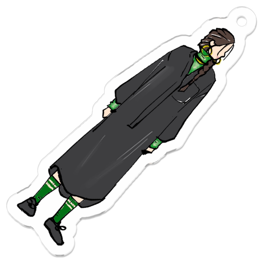 アクリルキーホルダー(黒×グリーン)