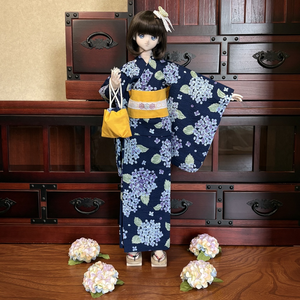 あじさいの浴衣セット　〜可愛いバージョン〜　DDサイズ