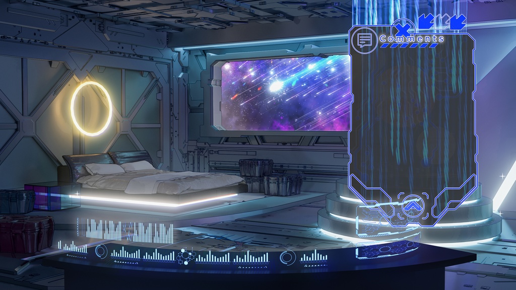 【無料】SFの寝室の背景Cyberpunk