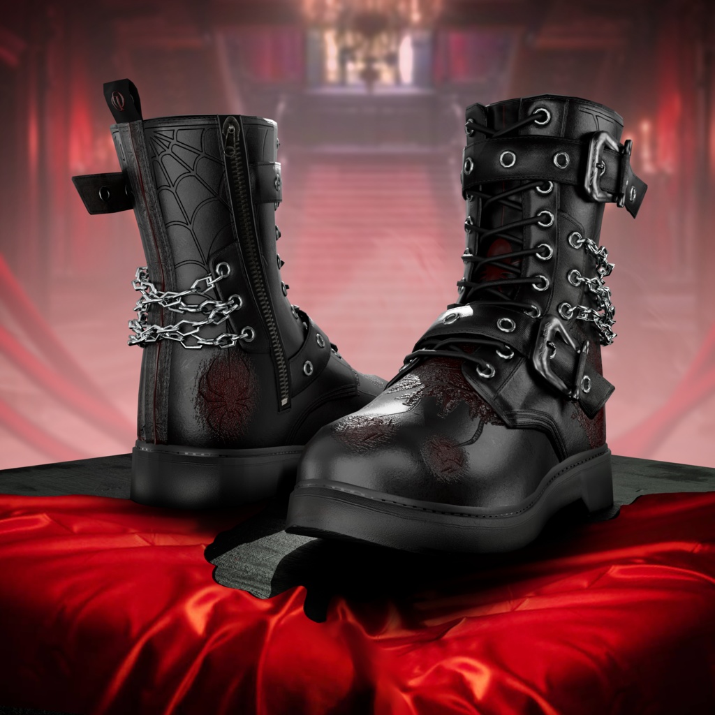 OD Techwear Rangers Halloween | Blood - Scar - Spider | Ankle boots | Shoes | 3D Asset | Commercial/Personal License