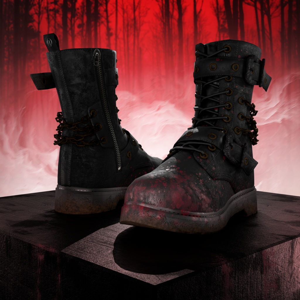 OD Techwear Rangers Halloween | Blood - Scar - Spider | Ankle boots | Shoes | 3D Asset | Commercial/Personal License