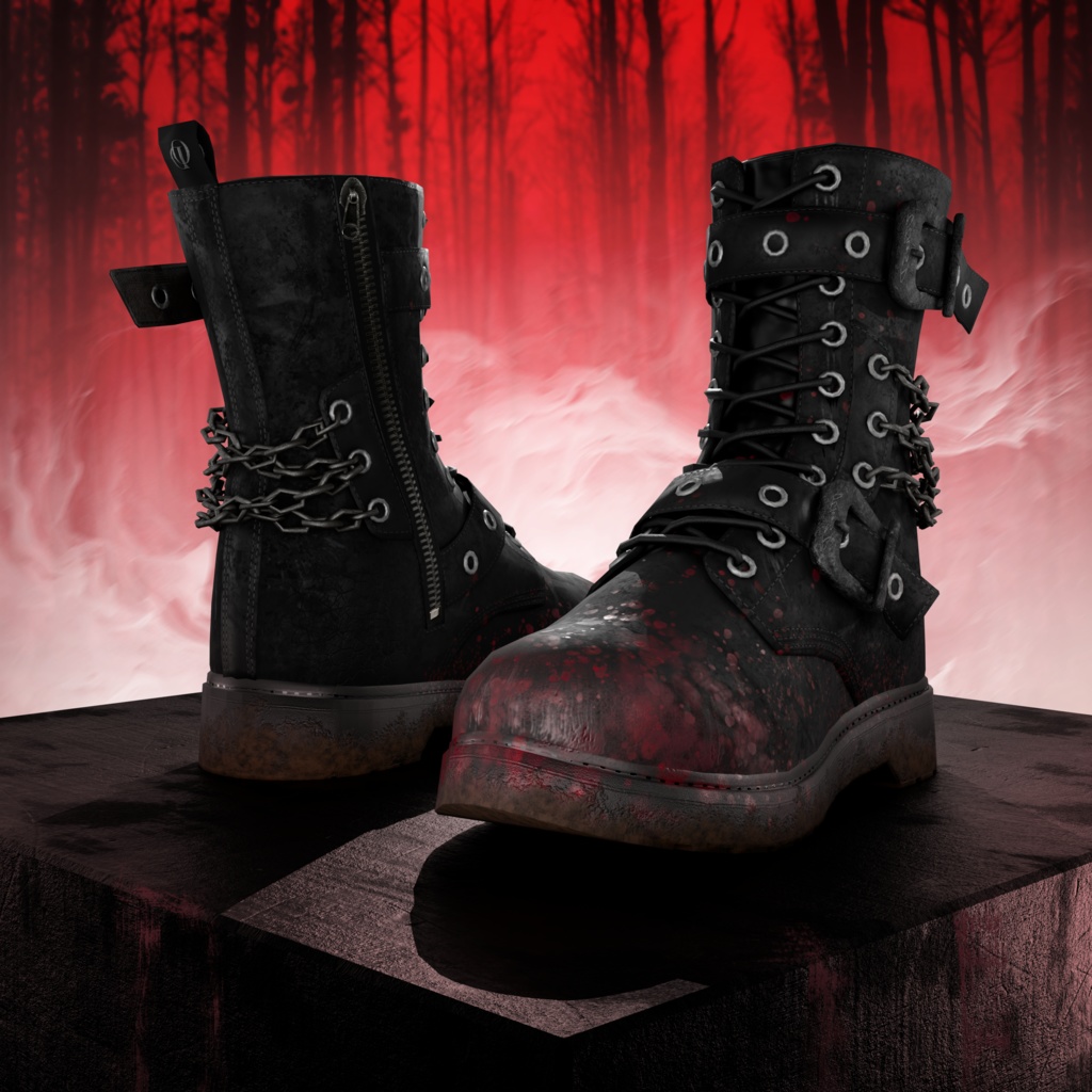 OD Techwear Rangers Halloween | Blood - Scar - Spider | Ankle boots | Shoes | 3D Asset | Commercial/Personal License