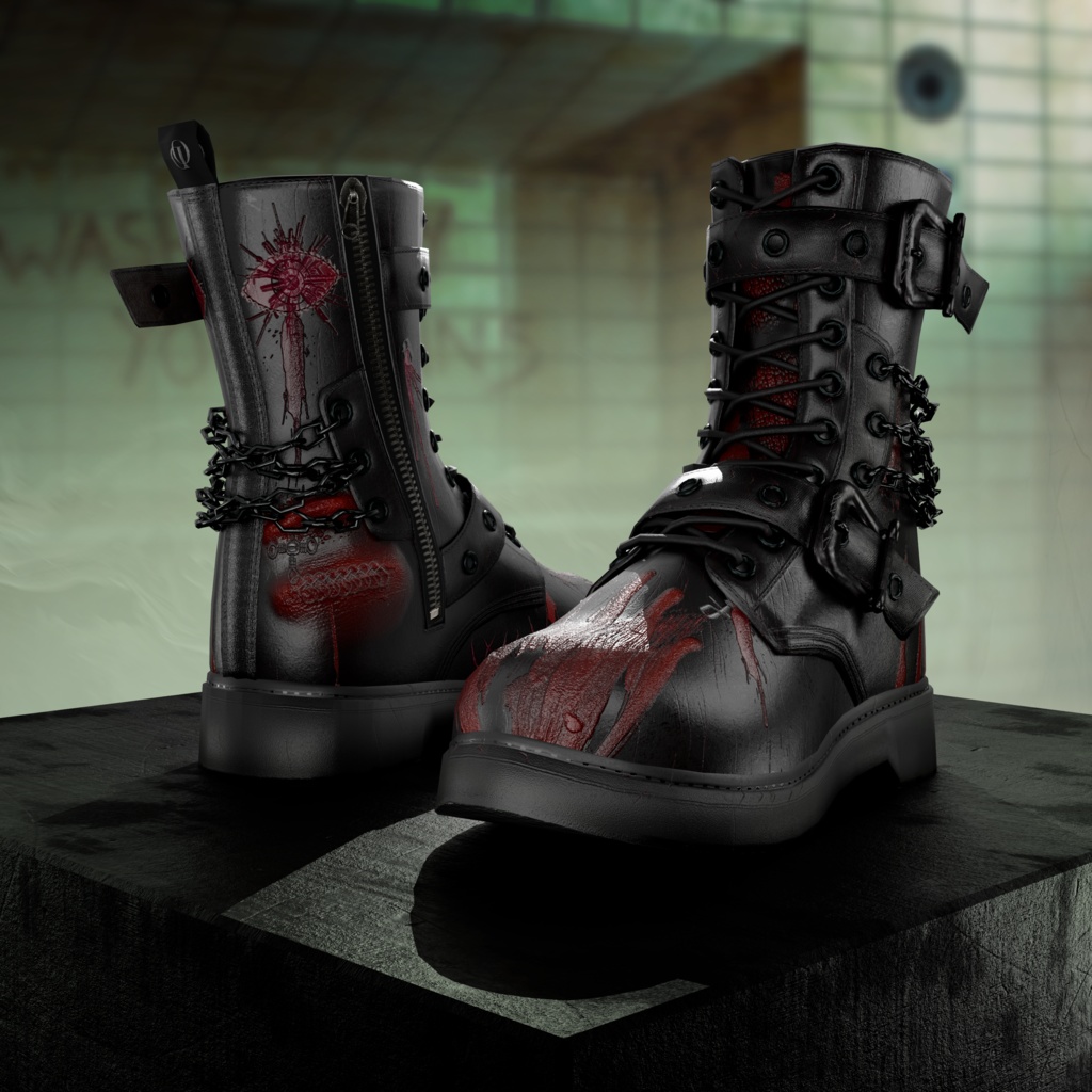 OD Techwear Rangers Halloween | Blood - Scar - Spider | Ankle boots | Shoes | 3D Asset | Commercial/Personal License