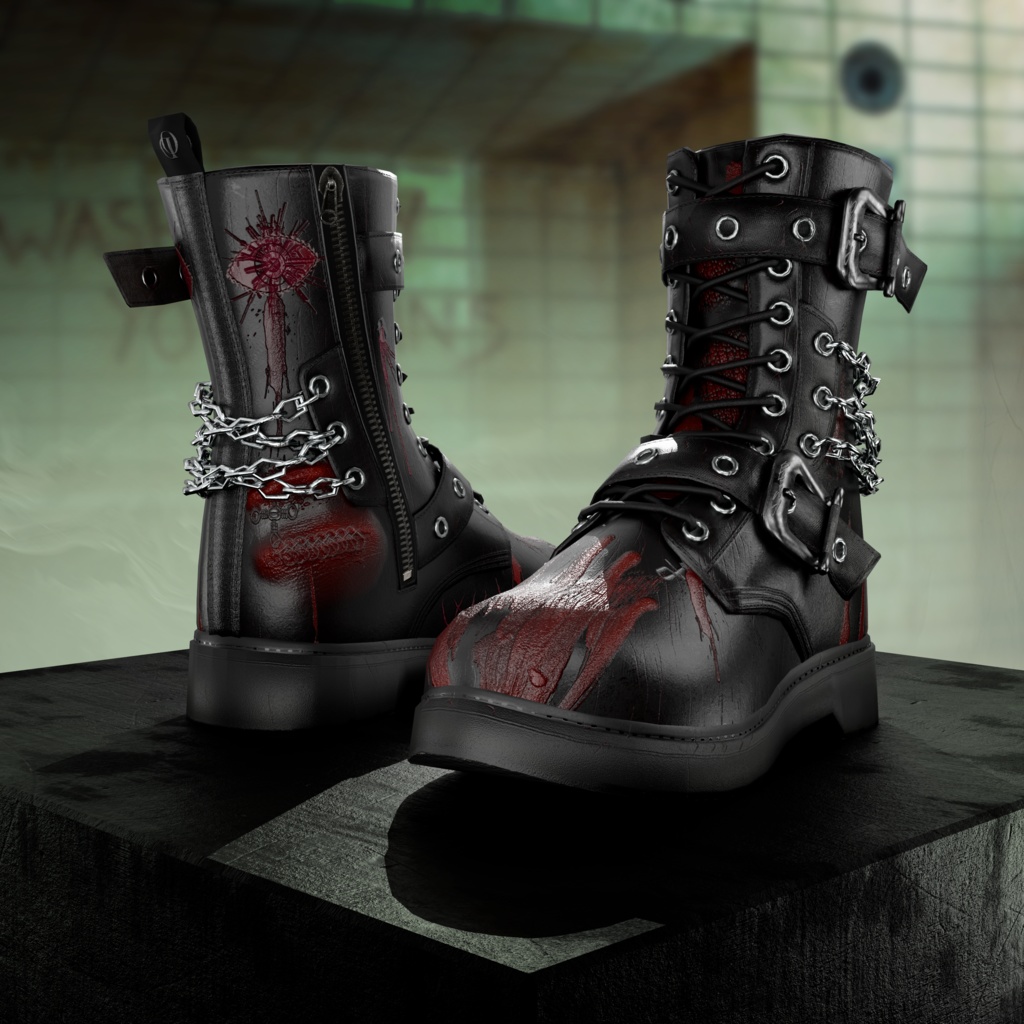 OD Techwear Rangers Halloween | Blood - Scar - Spider | Ankle boots | Shoes | 3D Asset | Commercial/Personal License