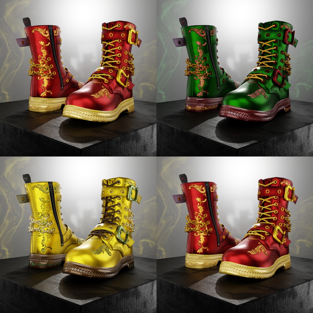 ⭐OD Techwear Rangers Christmas - コンプリートコレクション | アンクルブーツ | シューズ | 3Dアセット | 商用/個人ライセンス