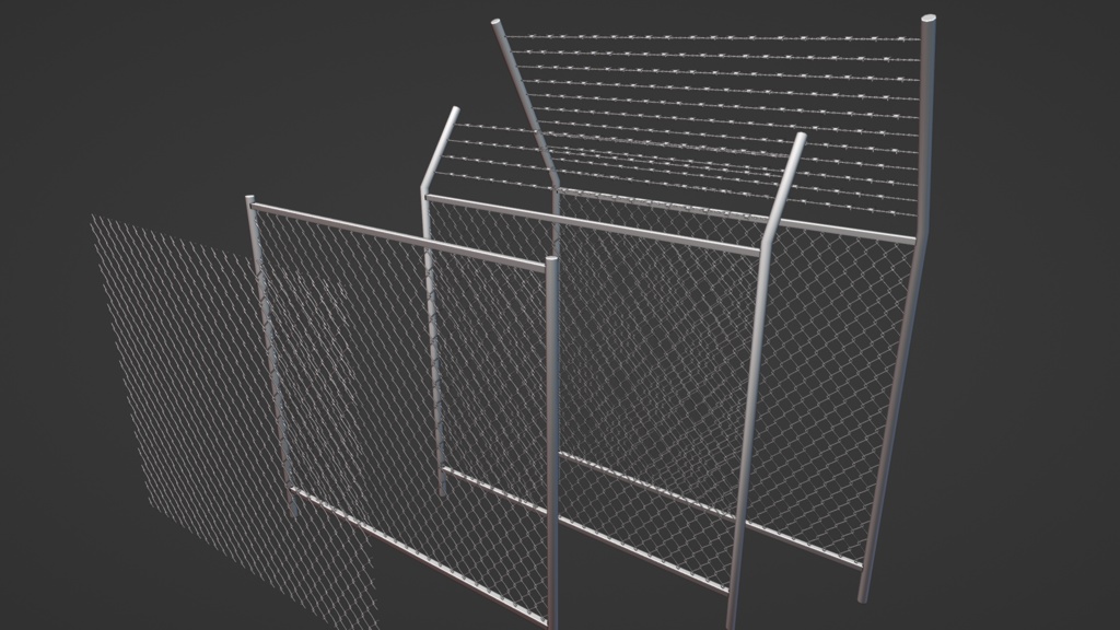 Geometry Nodes Wire Fence - 有刺鉄線付フェンス自動生成ノード