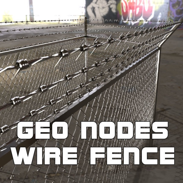 Geometry Nodes Wire Fence - 有刺鉄線付フェンス自動生成ノード