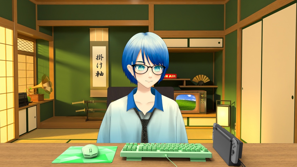 和室背景素材 全9色 (机・椅子つき)