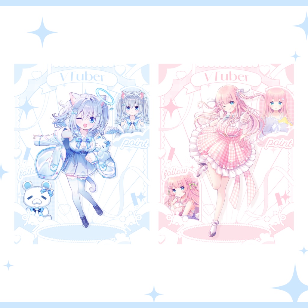 【全8色!フリー素材】cuteな宣伝画像素材 (white&black)【VTuber・配信者向け】