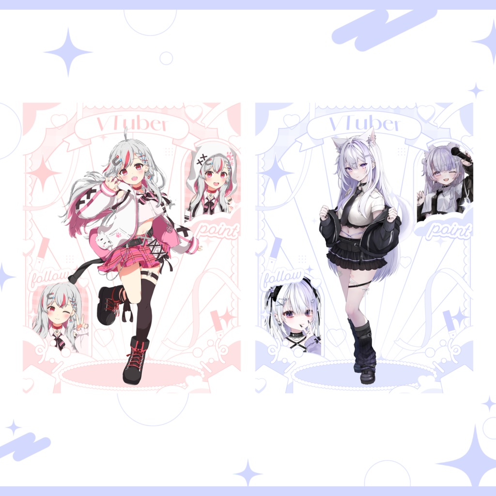 【全8色!フリー素材】cuteな宣伝画像素材 (white&black)【VTuber・配信者向け】