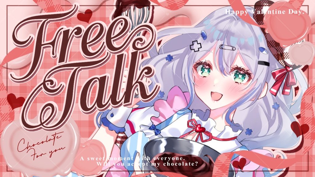 バレンタイン用 雑談 サムネイル素材セット ❤.° 全3色