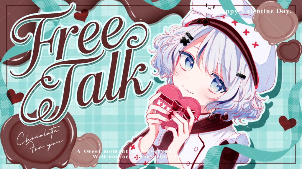 バレンタイン用 雑談 サムネイル素材セット ❤.° 全3色