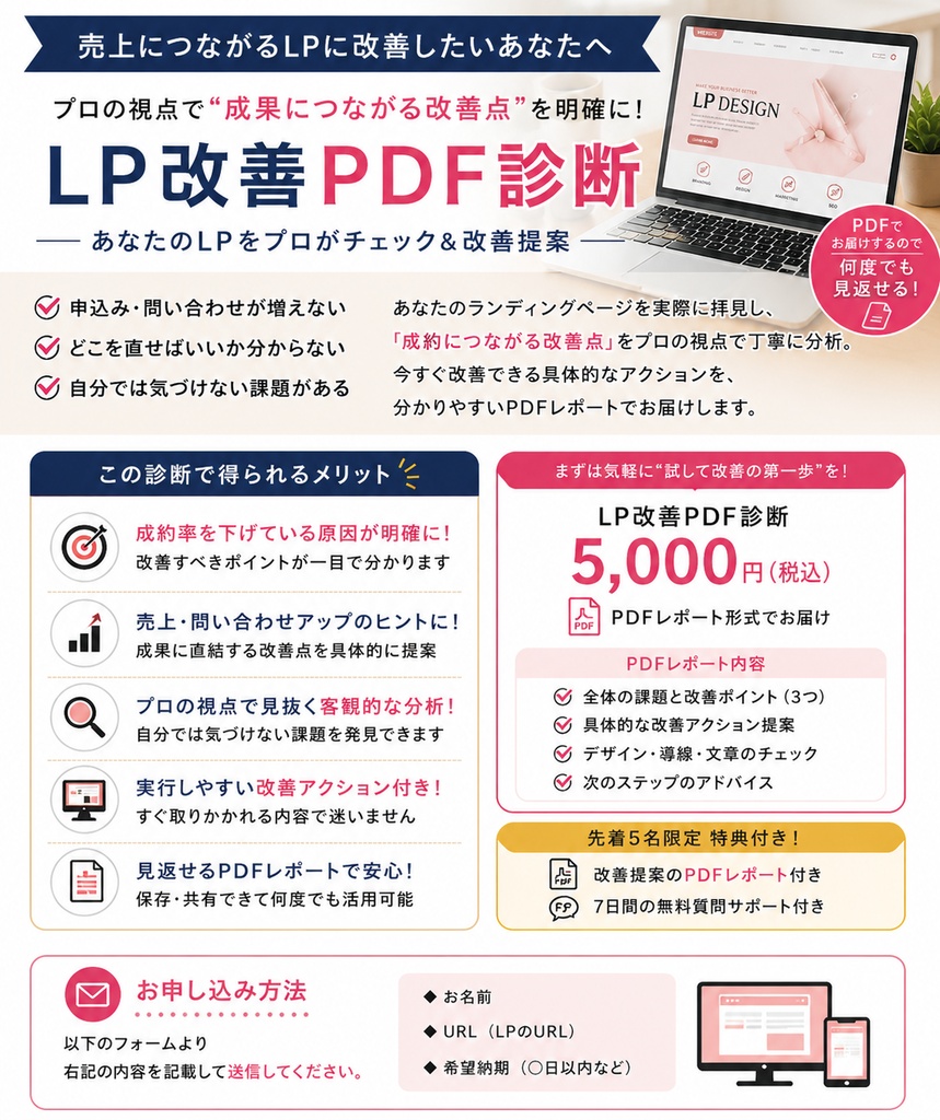 LP改善PDF診断｜あなたのLPをプロ視点で分析＆改善提案【PDFレポート形式】