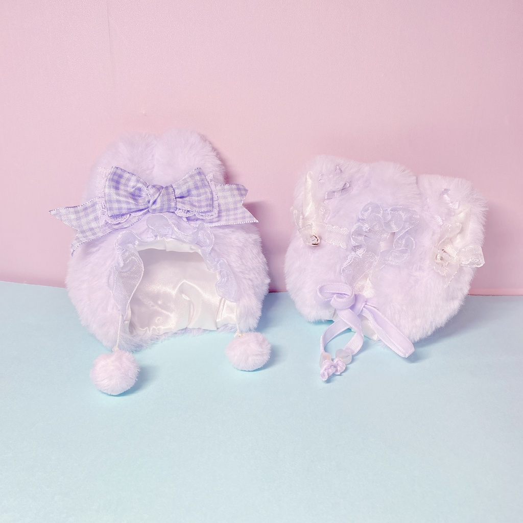 Lavender Bunny Hood＆ Kitty Hood ＆heart saropetto