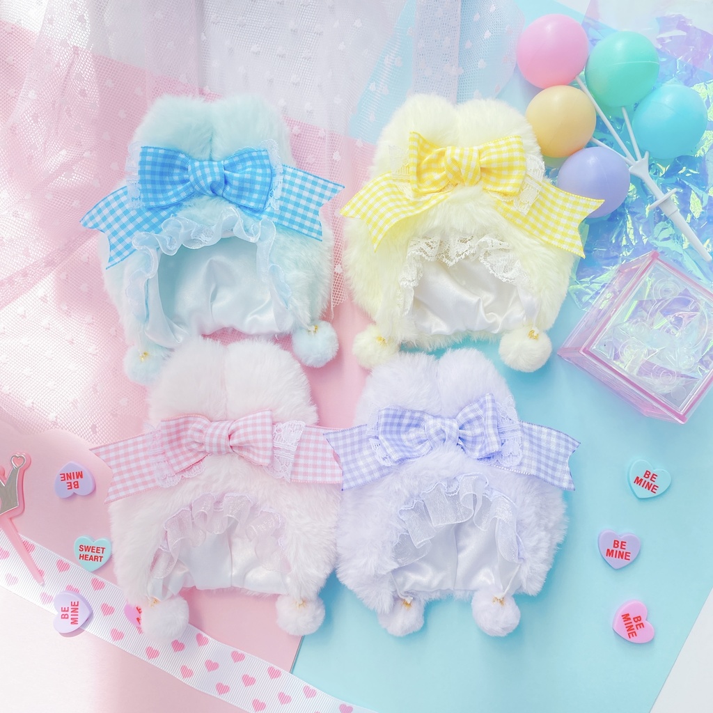 Gingham Bunny Hood -Sugar Dyed-