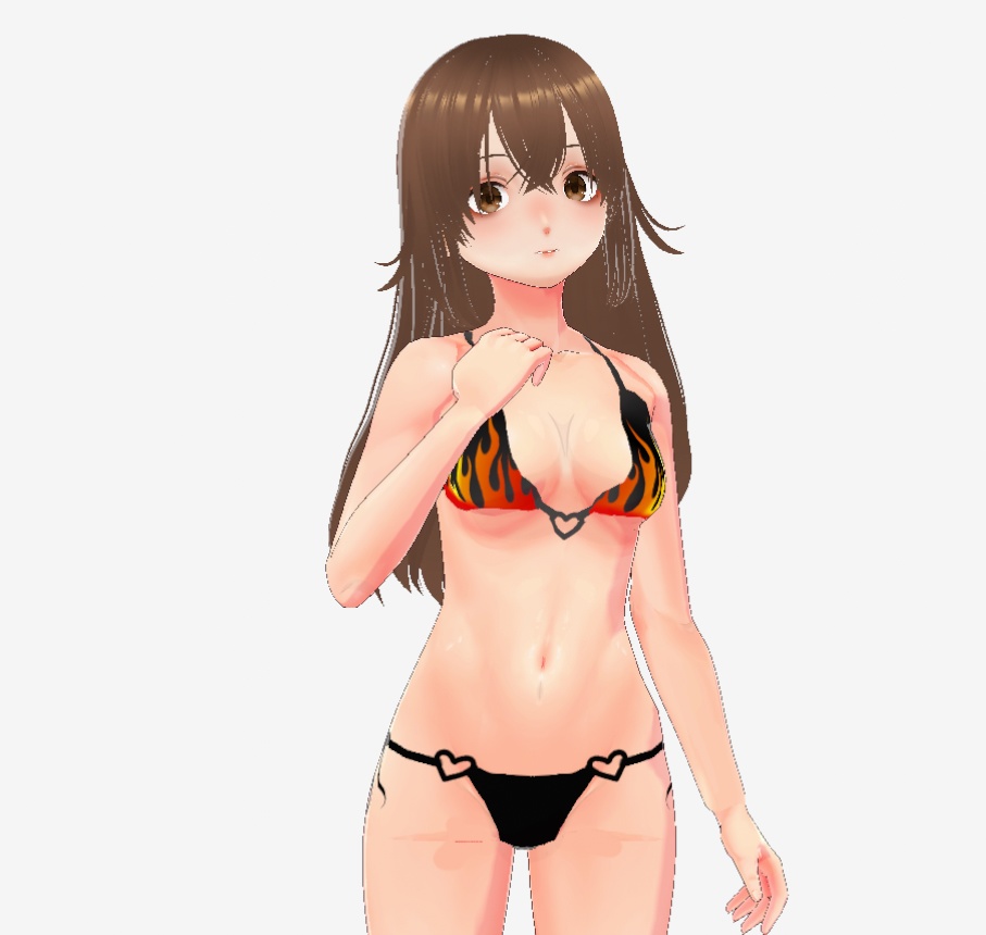 【 VRoid | FREE 】black swimsuit black flames