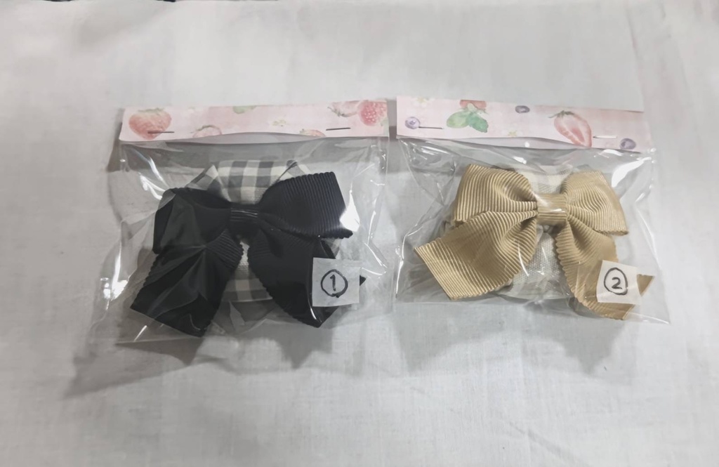 チェック柄リボン帽子