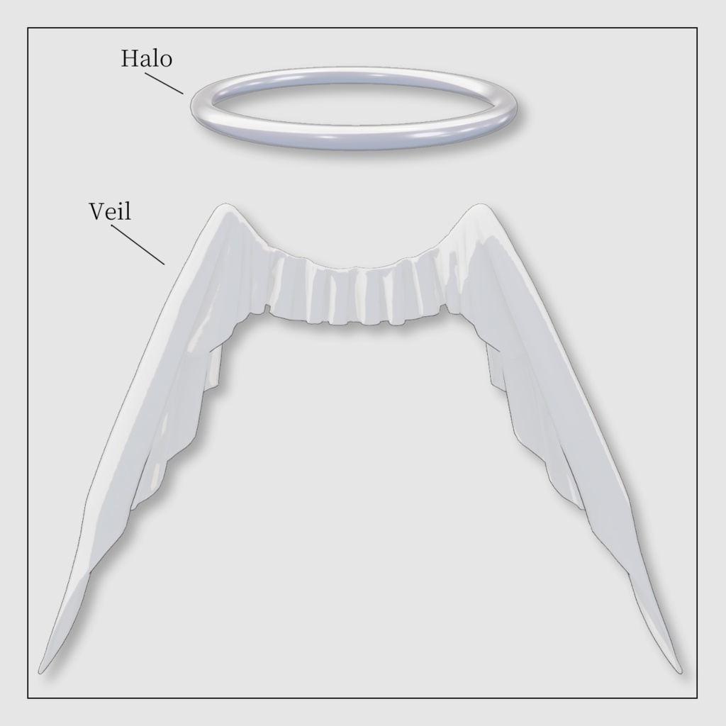 【セール中✨】LuminousVeil ベールの翼とヘイローの天使セット【VRChat想定】