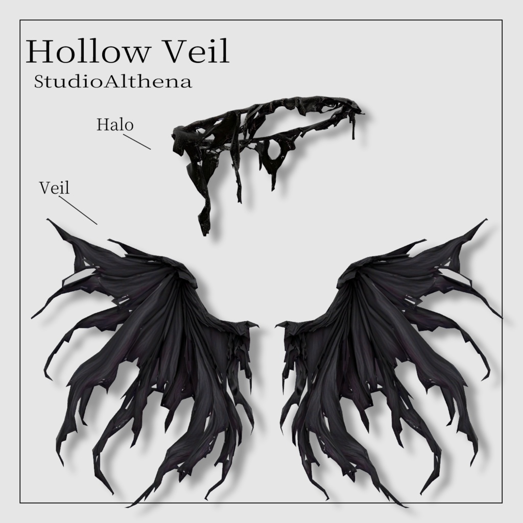 Hollow Veil 腐食した翼とヘイローの悪魔セット【VRChat想定】