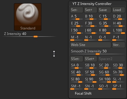 ZbrushのZ強度を複数の指定値に切替えるプラグイン「YT Z Intensity Controller」