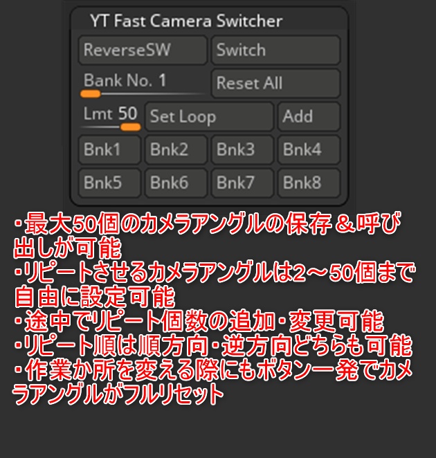指定したカメラアングルにホットキーワンクリックで切り替わるプラグイン「YT Fast Camera Switcher」
