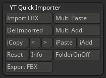 Zbrushのサブツールに直接FBXのメッシュを転送するプラグイン「YT Quick Importer」