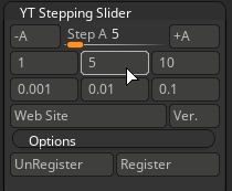 YT ステッピング スライダ(Zbrushのスライダをホットキーで制御するプラグイン)