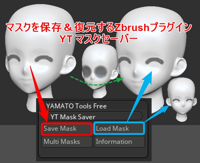 YT マスクセーバー(マスクを保存&復元するZbrushプラグイン)