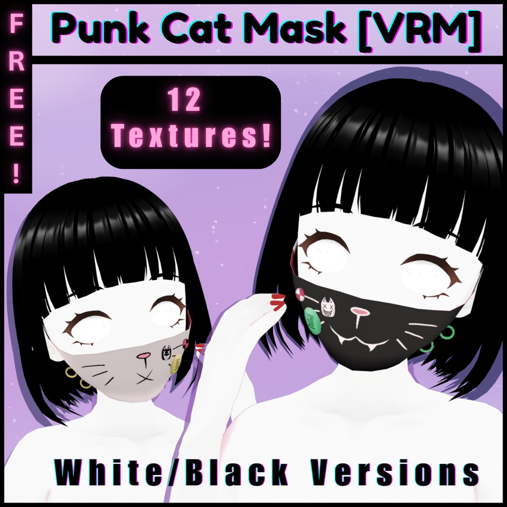 [Vroid/VRM] パンク猫のマスク (Punk Cat Mask)