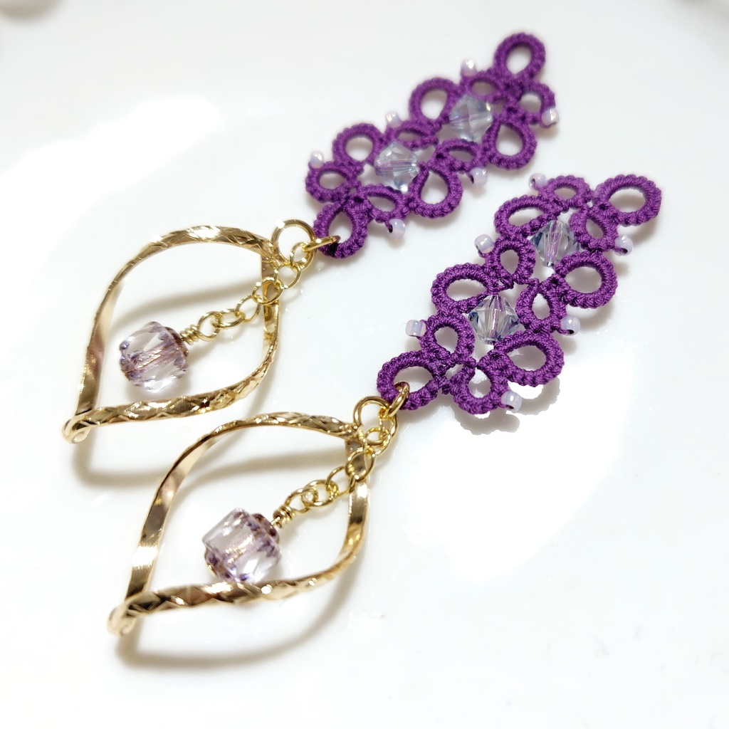 【オリジナル】タティングレースのイヤーアクセサリーサリー