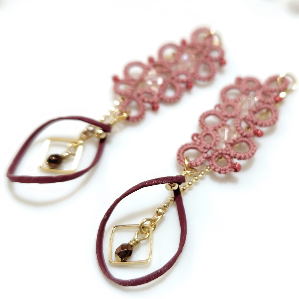 【オリジナル】タティングレースのイヤーアクセサリーサリー