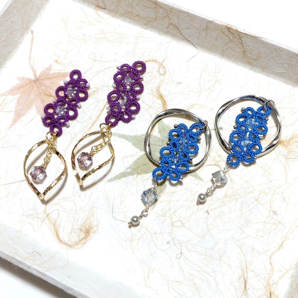 【オリジナル】タティングレースのイヤーアクセサリーサリー