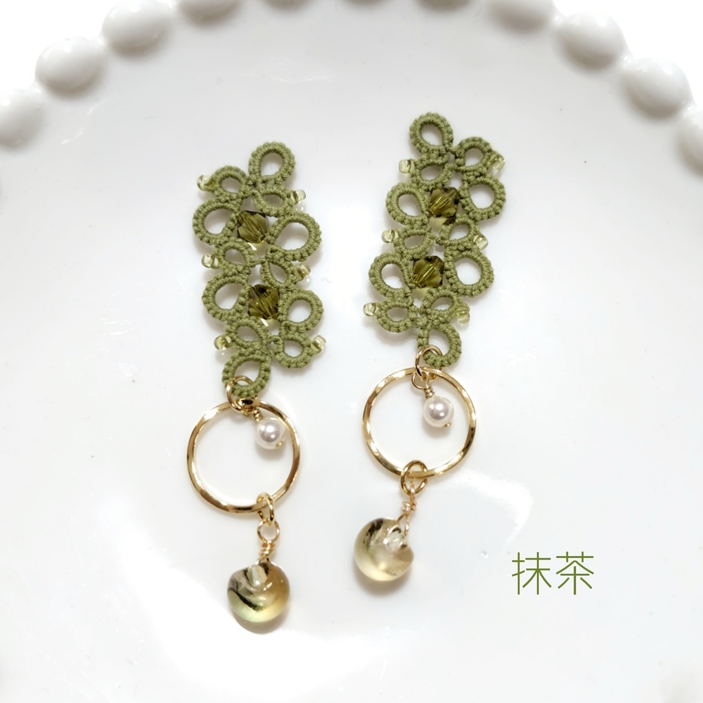 【オリジナル】タティングレースのイヤーアクセサリーサリー