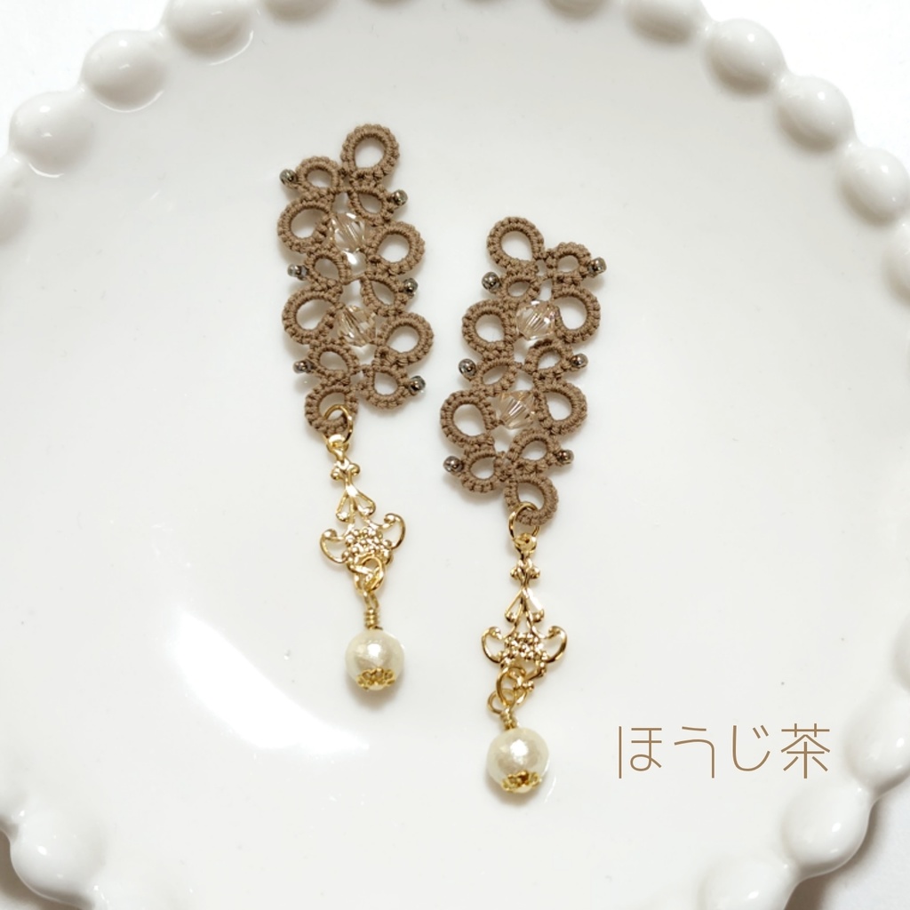 【オリジナル】タティングレースのイヤーアクセサリーサリー