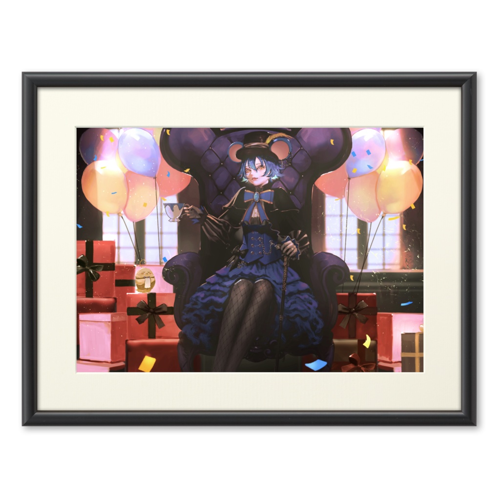 【睡鼠チュイ】３周年記念絵複製画-風船ver-